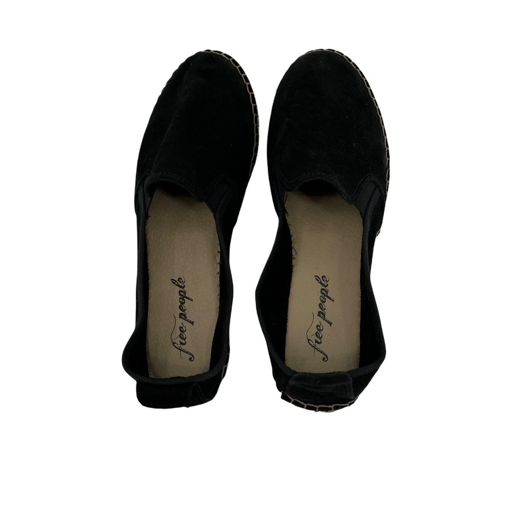 Free People Black Suede Slip On Espadrille Flat Loafers Size 40 Women's